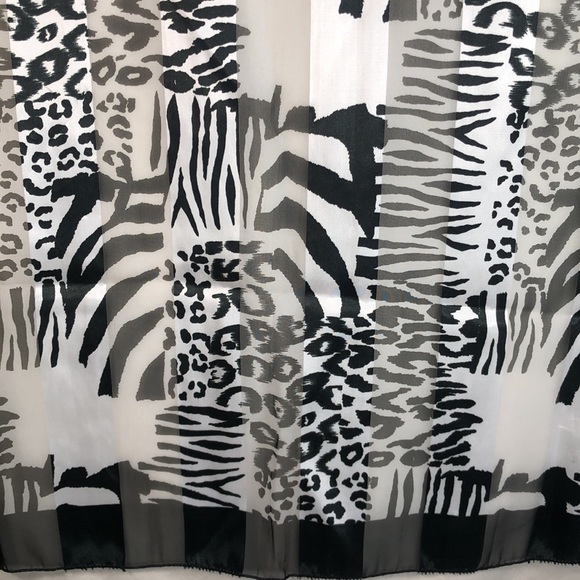 Zebra Print Large Black and White Scarf. Accented with lighter vertical stripes - Picture 3 of 3